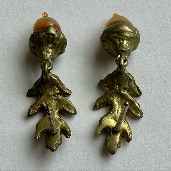 Michael Michaud Acorn Pin Oak Earrings Post - Picture 3 of 3